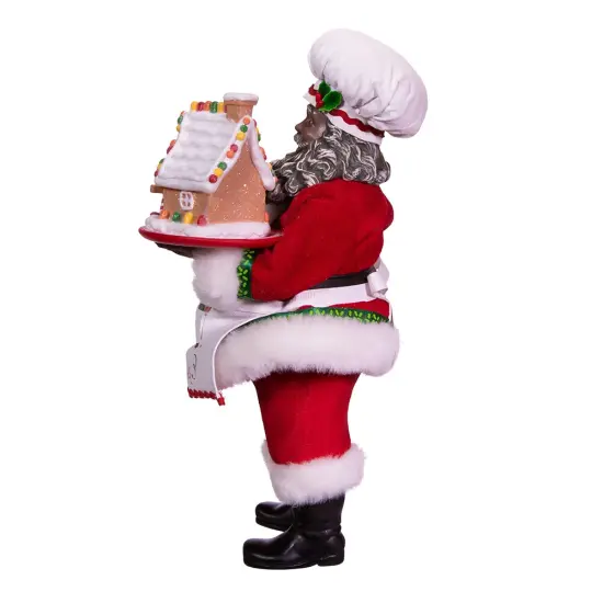 10.5" Fabrich&eacute;&trade; African American Gingerbread Chef Santa {4}