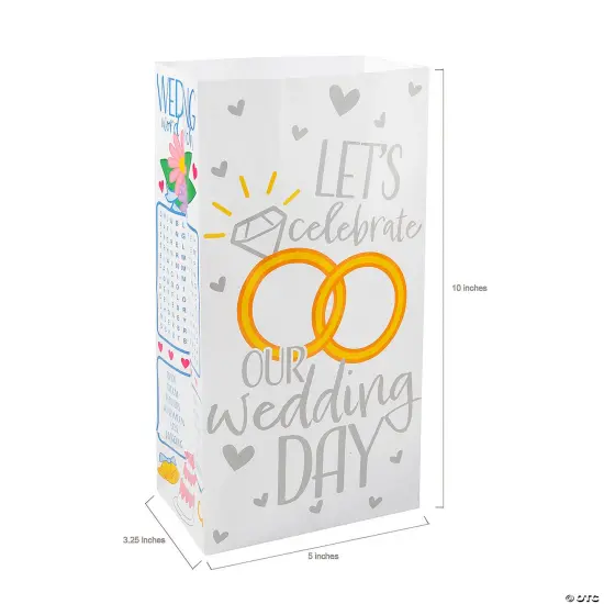 Medium Wedding Activity Paper Treat Bags 5" x 3 1/4" x 10" - 12 Pc. {3}