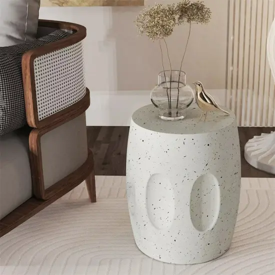 Outdoor Accent Table Side End Table for Patio Backyard Concrete Garden Stool {2}