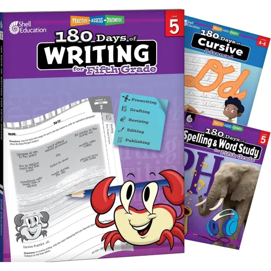 180 Days Books: Writing, Spelling, & Cursive for Grade 5 - Set of 3 Books {1}