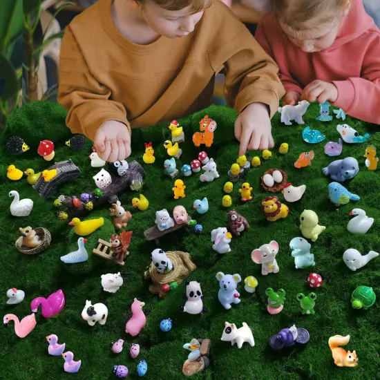 100 Pieces Mini Resin Animals Figures Set for Miniature Garden Decor - Slime Charm for Craft - Tiny Resin Animal {2}