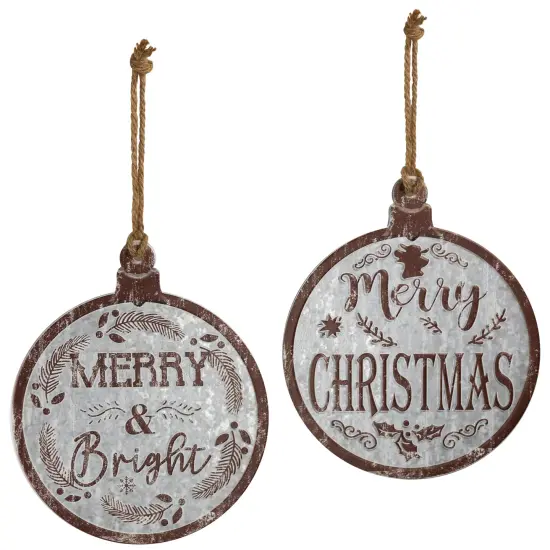 Northlight Merry Christmas and Merry and Bright Wall Signs - 14" - Gray and Brown - Set of 2 {1}