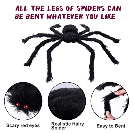 200 inc Halloween Decorations Outdoor 200'' Triangular Spider Web + 47'' Giant Fake Spiders, Halloween Decor Indoor Clearance for Home Outside Yard Costumes Party Haunted House Garden Lawn {5}