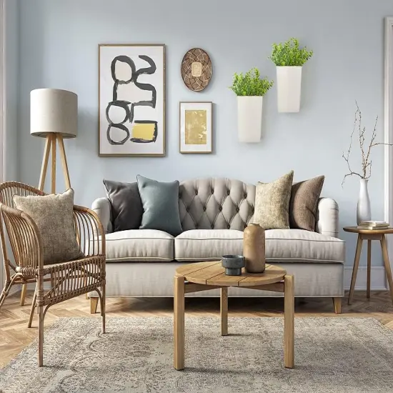 2 Pack Metal Wall Planter with Artificial Plants - Rustic White Hanging Vase for Farmhouse Decor {3}