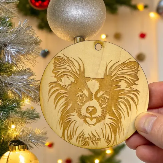 Ornament - Papillon Dog Raw Wood {5}