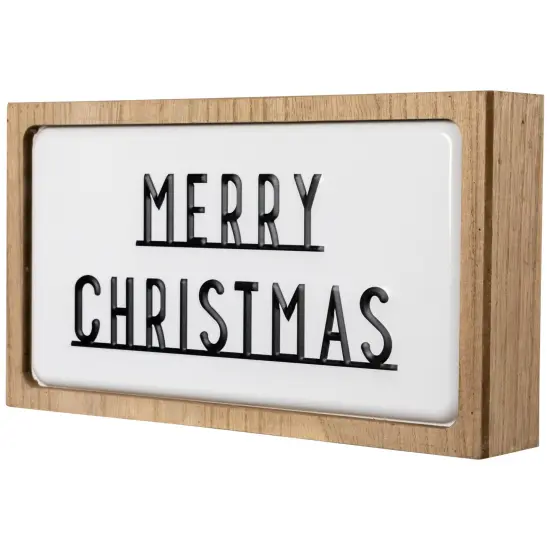 Northlight 3D Wooden Merry Christmas Decoration - 13" - White and Black {5}