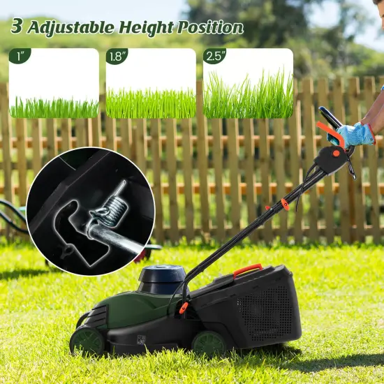 Costway Electric Corded Lawn Mower 12-AMP 14-Inch Walk-Behind Lawnmower with Collection Box {6}