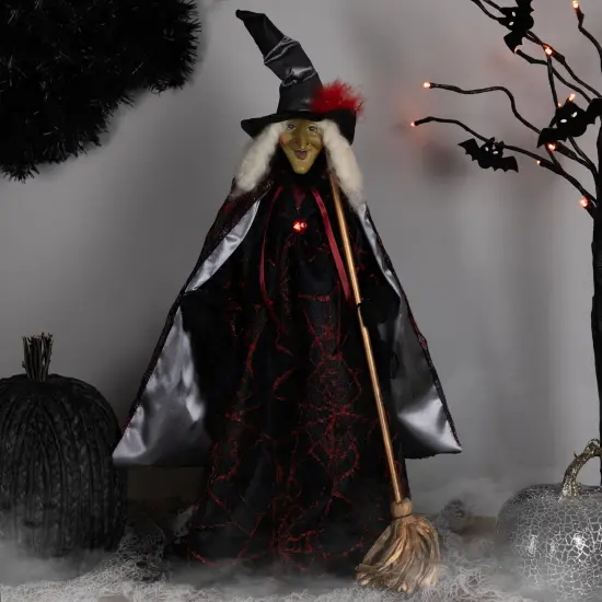 Northlight Spooky Witch with Broom Halloween Figure - 18" Black {1}