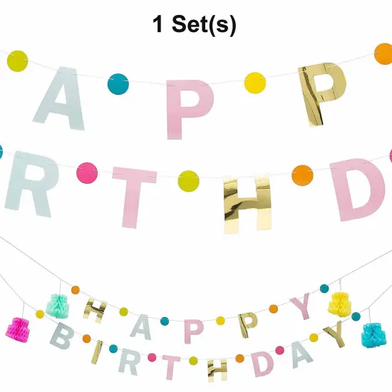 Birthday Cake Honeycomb Garland - 2 Pc {1}