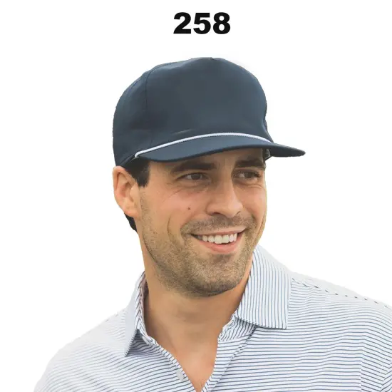 Richardson&reg; Five Panel Classic Rope Cap White/ Navy {3}