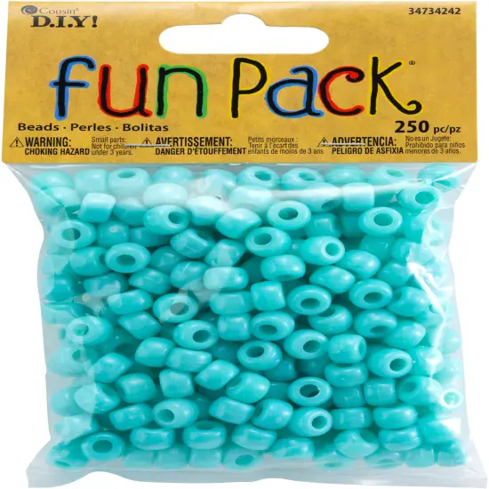 CousinDIY Fun Pack Acrylic Pony Beads 250/Pkg-Turquoise {1}