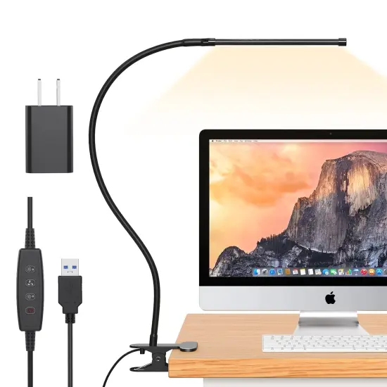 LED Desk Lamp for Home Office with Clamp [77 LEDs Light 3 Color Modes & 10 Brightness Levels] Flexible Gooseneck Book Lights, Easy Clip on Reading Headboard {2}