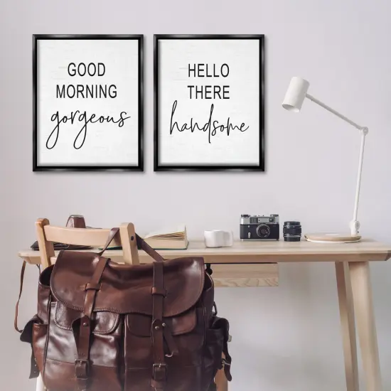 Stupell Industries Gorgeous & Handsome Romantic Greetings Framed Floater Canvas Wall Art Black Floater Frame {2}