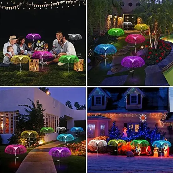 2PCS Solar Power Garden Lights LED 7Color Changing Stake Jellyfish Light Outdoor {2}