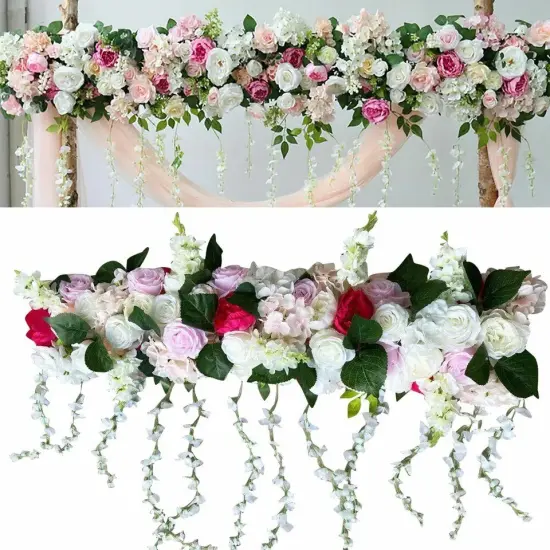 Artificial Silk Rose Flower Backdrop Wedding Row Decor Floral Wall Arrangements {3}