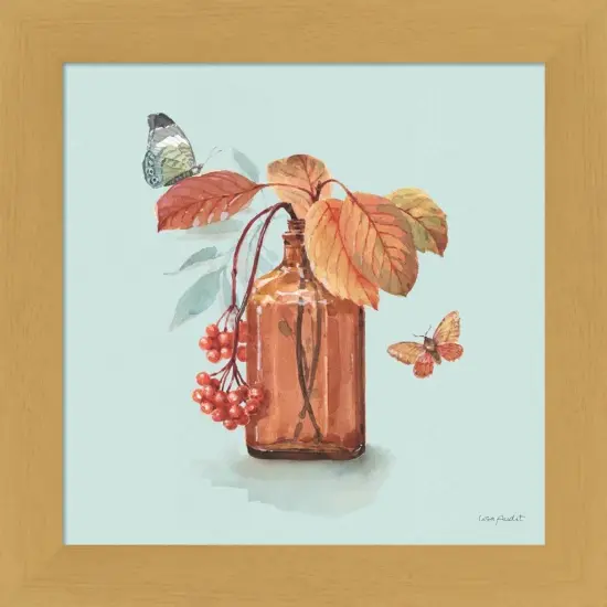 Autumn in Nature 03 on Aqua by Lisa Audit 13.25" x 13.25" Framed Wall Art {1}