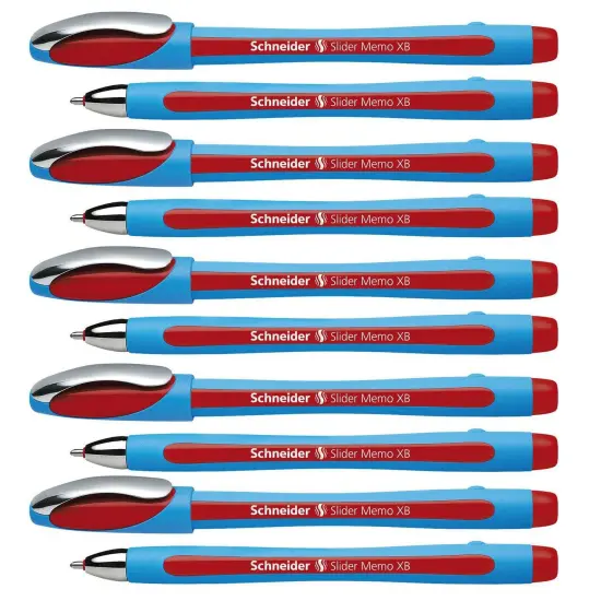 Slider Memo Ballpoint Pen, Viscoglide Ink, 1.4 mm, Red, Pack of 10 {1}