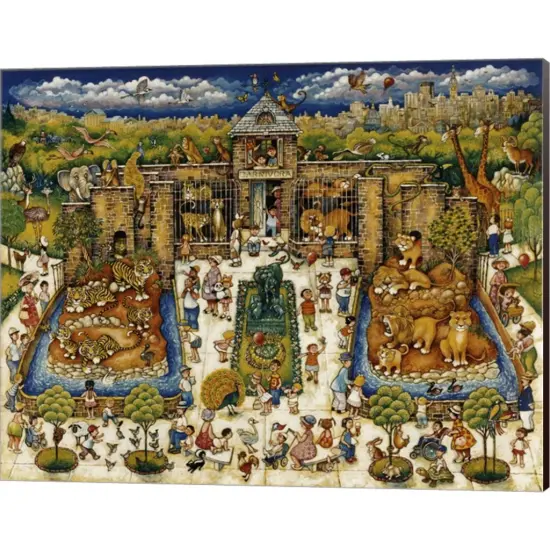 Cats And Kids At The Zoo by Bill Bell 20" x 16" Canvas Wall Art {1}