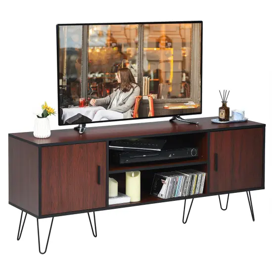 Costway 59'' TV Stand Entertainment Center Media Console Storage Cabinet Shelf {1}