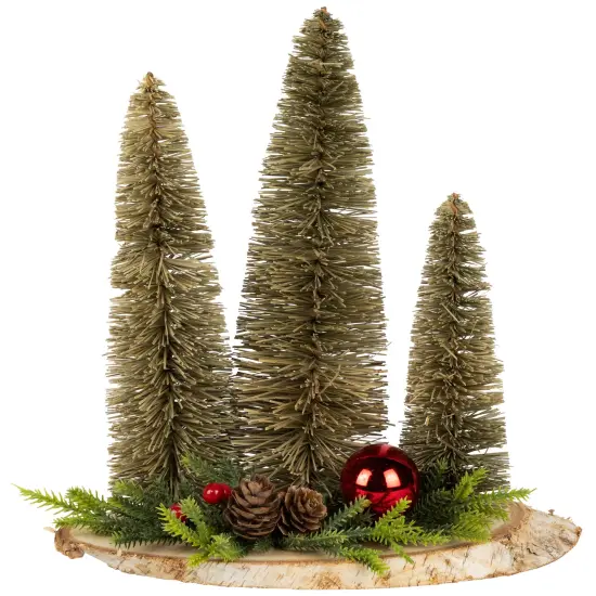 Northlight Trio of Bottle Brush Trees Christmas Decoration - 10.25" Green {3}