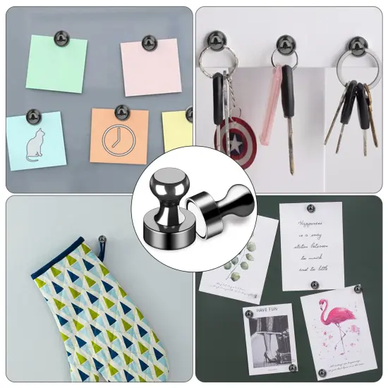 16 Pieces Strong Fridge Magnets,Black Refrigerator Magnets, Push Pin Magnets,Strong Whiteboard Magnets for Map Pins, Kitchen, Office, School, Adults,Thumb Tacks Magnets,Dry Erase Magnets {4}