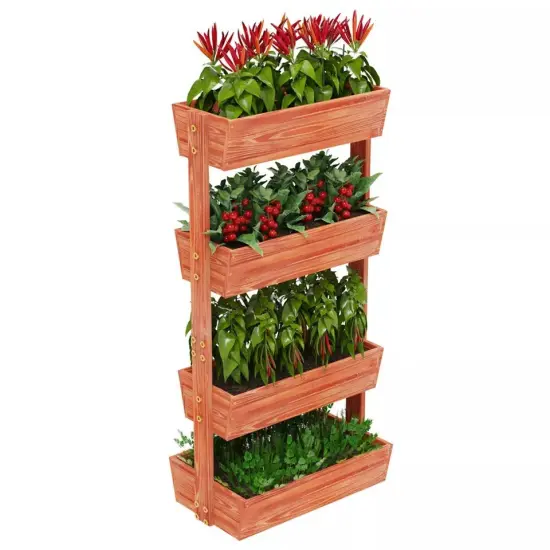 4 Tier Vertical Raised Garden Bed Elevated Wood Horticulture Planter Box w/ Legs {1}