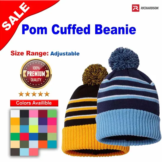 Richardson&reg; Pom Cuffed Beanie Black/ Grey/ White {2}