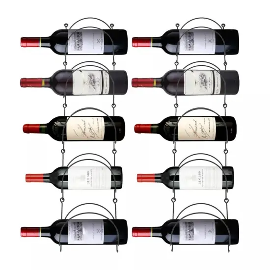 Black Wall Mount Wine Rack Ironwork Wine Rack Shelf Farmhouse Wall Decor Kitchen {1}