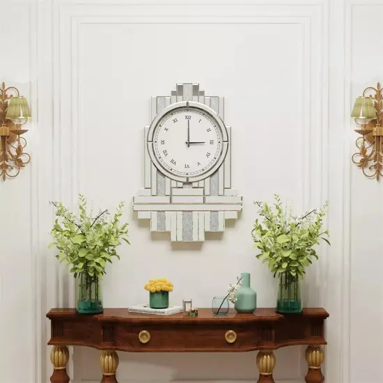 Mirror Wall Clock Roman Numerals Hanging Clocks Silent No Ticking Home Decor {1}