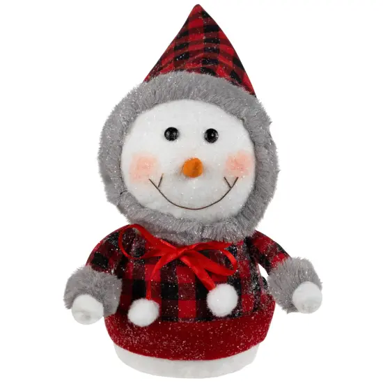 Northlight Jolly Baby Snowman with Plaid Coat Christmas Figurine - 7.5" White {3}
