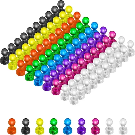90 Pieces Colorful Strong Magnetic Push Pin Magnets, Office Classroom Magnets,8 Assorted Color, Perfect to use as Kitchen Home and School, Map Magnets,Whiteboard Magnets {2}