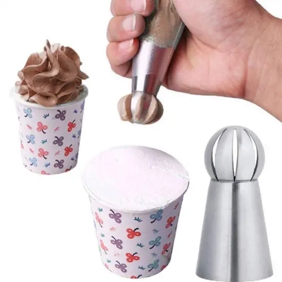 3 Pcs Russian Ball Sphere Icing Nozzles Set - Stainless Steel Pastry Piping Tips {3}