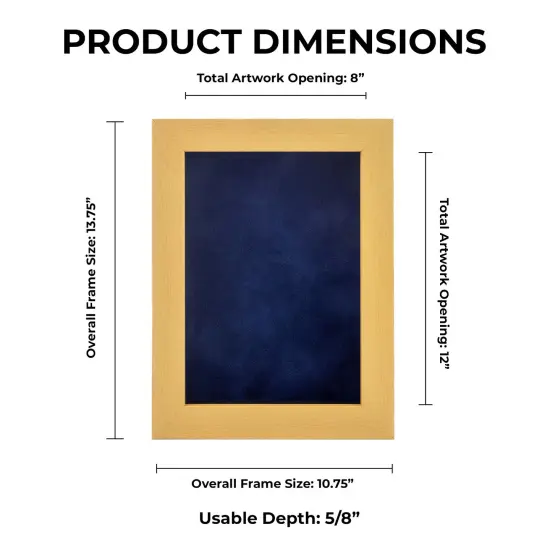 Classic Natural Wood Shadow Box Frame with Acrylic Front - Navy Blue Suede Backing, 30 Sizes {1}