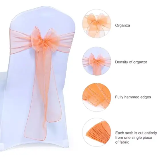 Kitcheniva 10 Pcs Organza Chair Cover Sash Bow Orange {7}