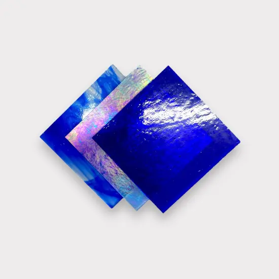 Blue Transparent Variety COE 96 Fusible Glass Sheets / Mosaic Glass - 3 Pack {4}