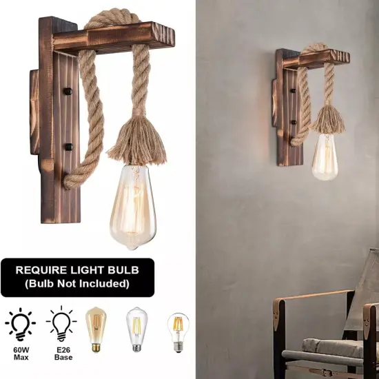 Rustic Indoor Wall Light Lantern Living Room Hallway Porch Sconce Lamp Fixture {2}