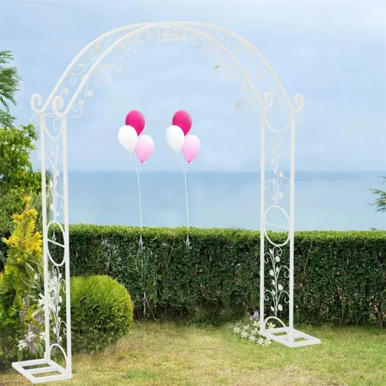 Large Rust-proof Wedding Arch Garden Arbor Curved Metal Garden Arch Trellis {4}