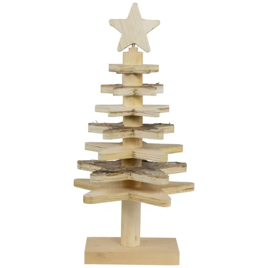 Northlight Star Cut-Outs Wooden Tree Christmas Decoration - 16" Beige {3}