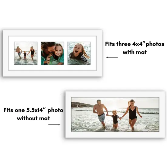 Americanflat 5.5x14 Collage Picture Frame - Fits Three 3x3 Photos or One 5.5x14 Photo {4}
