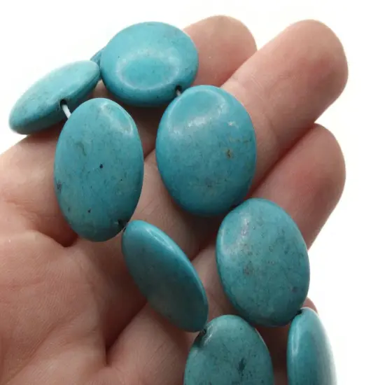 22 20mm Synthetic Turquoise Blue Coin Gemstone Beads {1}