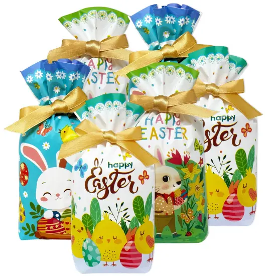 Wrapables Easter Drawstring Treat Bags for Candy, Cookies, Treats, Gifts, Egg Hunt, and Party Favors (50pcs) {1}