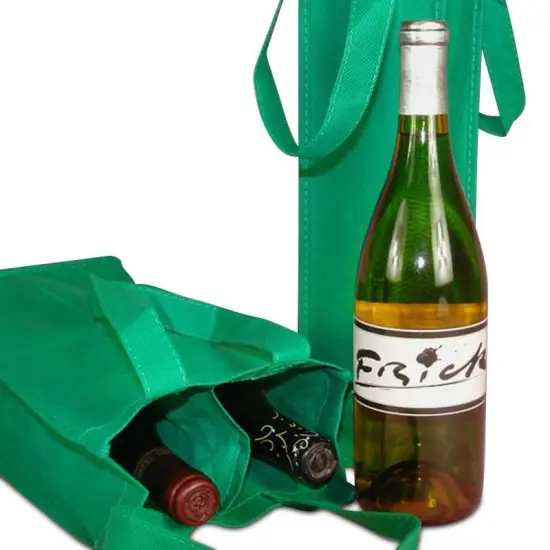 Non-Woven Reusable Wine Carry Bag Sustainable 4" x 4" x 14" {2}