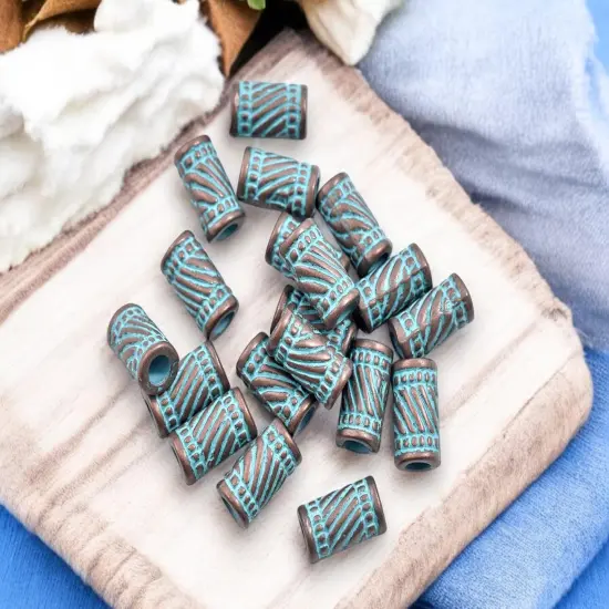 *50* 11x6mm Copper Patina Tube Beads {3}