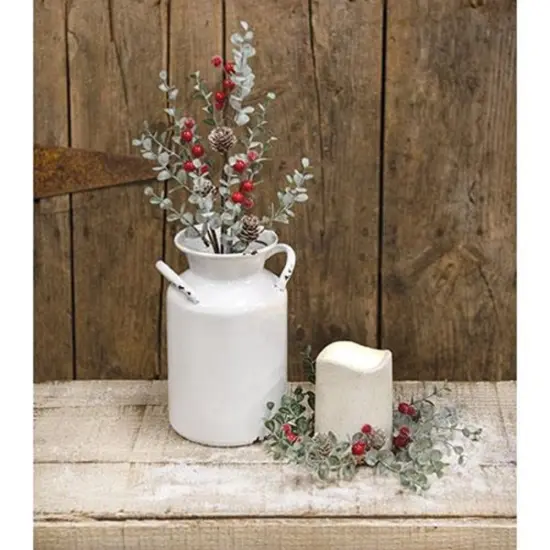 16&rdquo;High Flocked Eucalyptus and Red Sugar Berry Pick with Slender Stem {4}