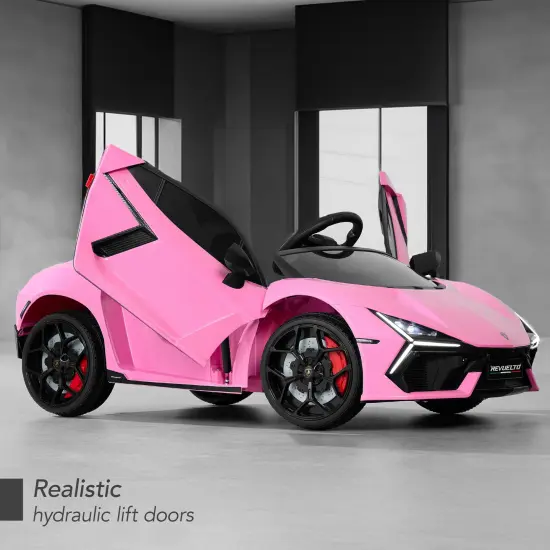 Best Choice Products Kids 12V Ride-On Car Officially Licensed Lamborghini Revuelto w/ Remote, LED Lights Pink {4}