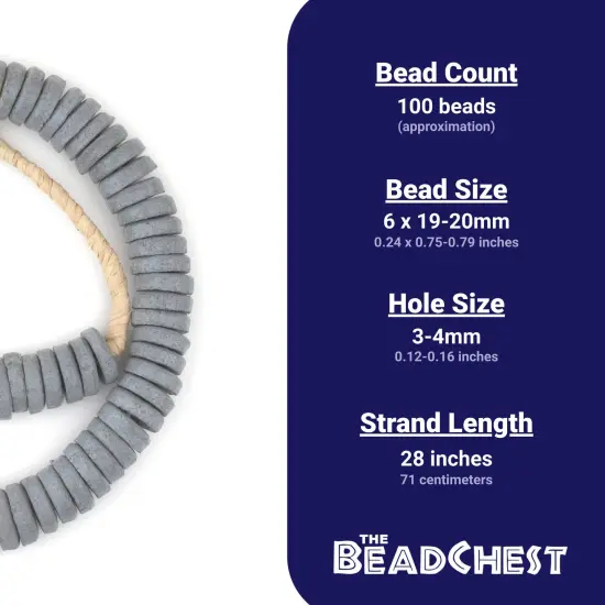 The Bead Chest Grey Ashanti Glass Disk Beads (20mm) {4}