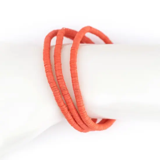 The Bead Chest Boho Stretch Bracelet, Orange - Stackable African Vinyl Heishi, Unisex for Men & Women {4}