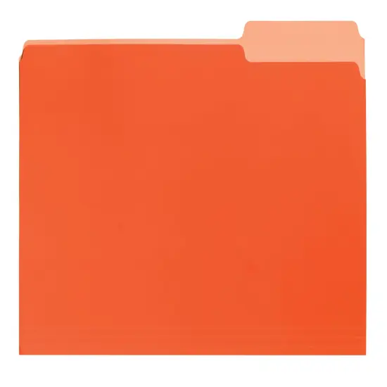School Smart Colored File Folders Two-Tone, Letter Size, 1/3 Cut Tabs, Orange, Pack of 100 {3}