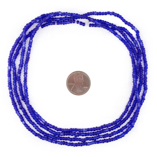 The Bead Chest Translucent Cobalt Blue Matte Glass Seed Beads (3mm) - 24 inch Strand of Quality Glass Beads {2}
