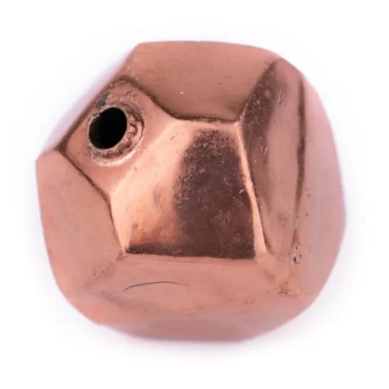 The Bead Chest Hollow Cornerless Cube Bead: Large Copper 35mm Centerpiece Pendant Bead {3}